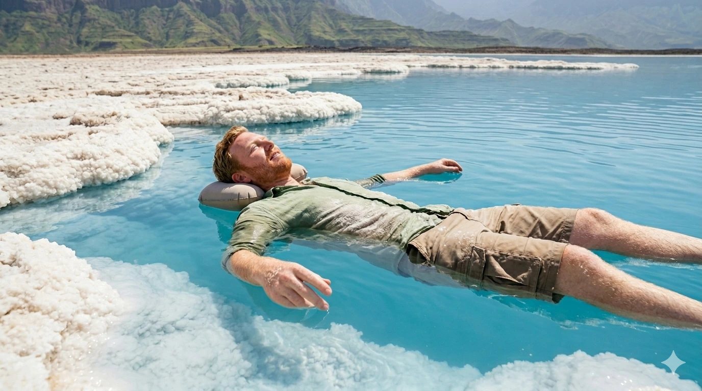 Floating in Lake Assal